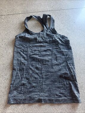 lululemon athletica Black and Gray Striped Racerback Tank